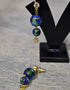 Blue Pottery 2 Bead Earring Blue & Green